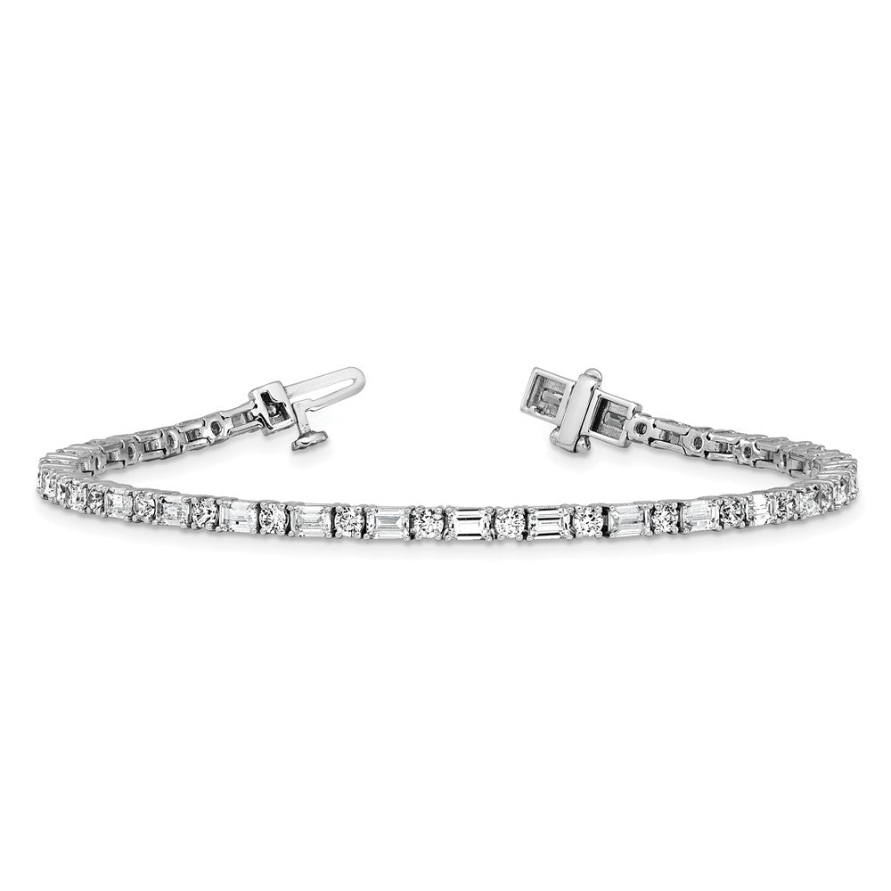 14K White Gold 4 7/8 Carat Certified Lab Grown Diamond Vs+ F+ Complete Emerald And Round Tennis Bracelet