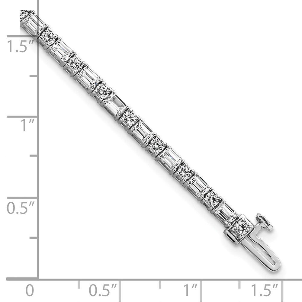 14K White Gold 4 7/8 Carat Certified Lab Grown Diamond Vs+ F+ Complete Emerald And Round Tennis Bracelet