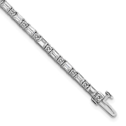 14K White Gold 4 7/8 Carat Certified Lab Grown Diamond Vs+ F+ Complete Emerald And Round Tennis Bracelet