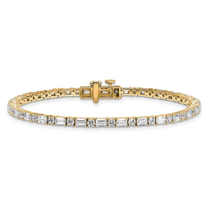 14K Yellow Gold 4 7/8 Carat Certified Lab Grown Diamond Vs/Si+ G+ Complete Emerald And Round Tennis Bracelet