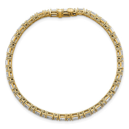 14K Yellow Gold 4 7/8 Carat Lab Grown Diamond Vs+ F+ Complete Emerald And Round Tennis Bracelet