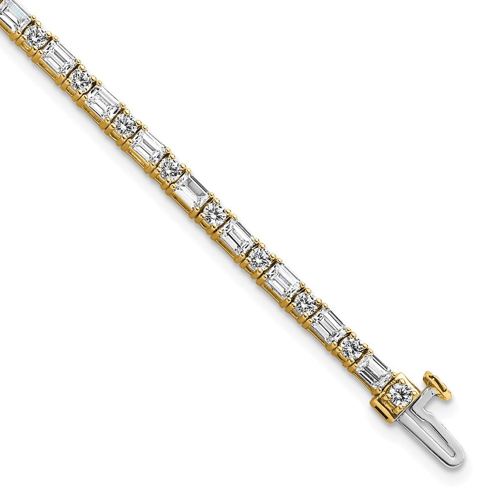 14K Yellow Gold 4 7/8 Carat Certified Lab Grown Diamond Vs/Si+ G+ Complete Emerald And Round Tennis Bracelet