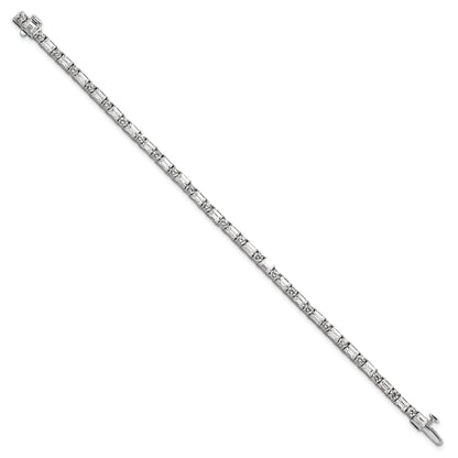 14K White Gold 7 Carat Lab Grown Diamond Vs/Si+ G+ Complete Emerald And Round Tennis Bracelet