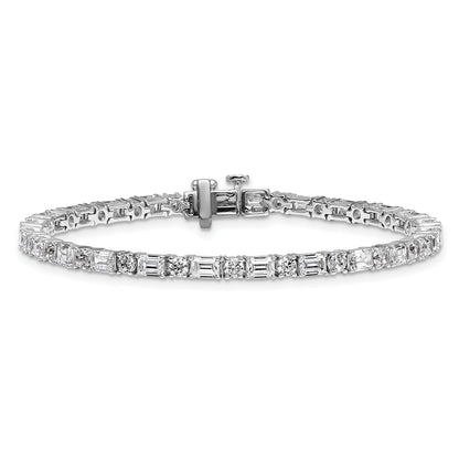 14K White Gold 7 Carat Certified Lab Grown Diamond Vs/Si+ G+ Complete Emerald And Round Tennis Bracelet