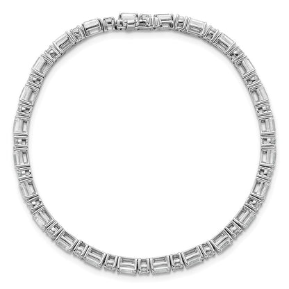 14K White Gold 7 Carat Lab Grown Diamond Vs/Si+ G+ Complete Emerald And Round Tennis Bracelet