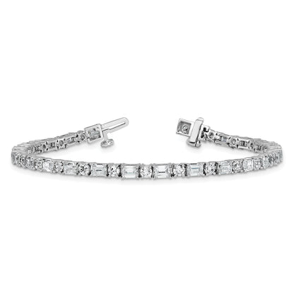 14K White Gold 7 Carat Certified Lab Grown Diamond Vs+ F+ Complete Emerald And Round Tennis Bracelet