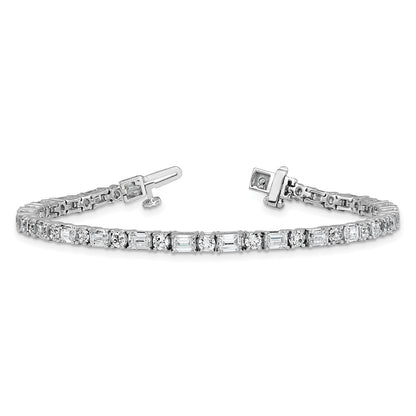 14K White Gold 7 Carat Lab Grown Diamond Vs+ F+ Complete Emerald And Round Tennis Bracelet