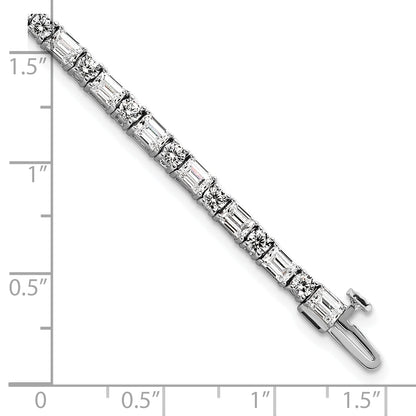 14K White Gold 7 Carat Certified Lab Grown Diamond Vs/Si+ G+ Complete Emerald And Round Tennis Bracelet