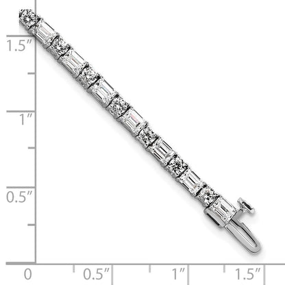 14K White Gold 7 Carat Lab Grown Diamond Vs+ F+ Complete Emerald And Round Tennis Bracelet