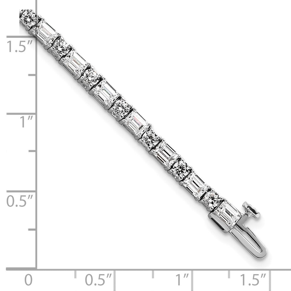 14K White Gold 7 Carat Lab Grown Diamond Vs/Si+ G+ Complete Emerald And Round Tennis Bracelet