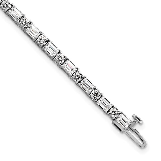 14K White Gold 7 Carat Lab Grown Diamond Vs+ F+ Complete Emerald And Round Tennis Bracelet