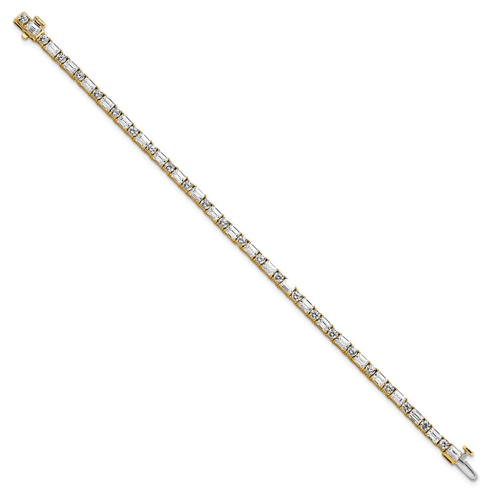 14K Yellow Gold 7 Carat Lab Grown Diamond Vs/Si+ G+ Complete Emerald And Round Tennis Bracelet