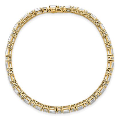 14K Yellow Gold 7 Carat Certified Lab Grown Diamond Vs/Si+ G+ Complete Emerald And Round Tennis Bracelet