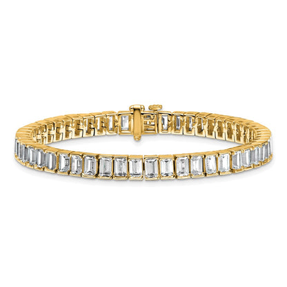 14K Yellow Gold Ctw Vs+ F+ Lab Grown Emerald Diamond Tennis Bracelet