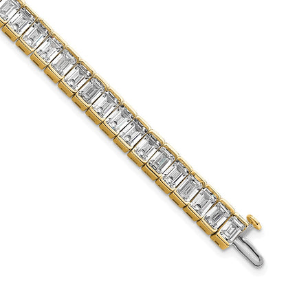 14K Yellow Gold Ctw Vs+ F+ Lab Grown Emerald Diamond Tennis Bracelet