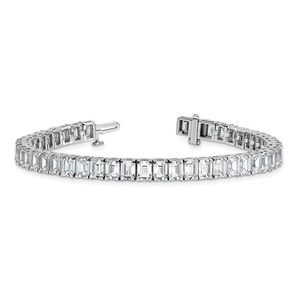 14K White Gold Certified Ctw Vs Def Lab Grown Emerald Diamond Tennis Bracel