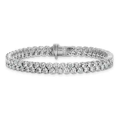 14K White Gold 10 1/2 Carat Lab Grown Diamond Vs/Si+ G+ Complete Round Double Row Tennis Bracelet