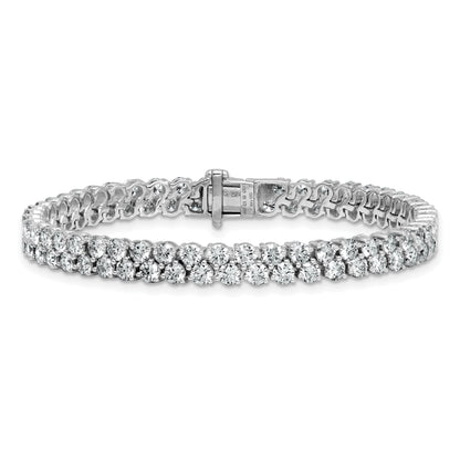 14K White Gold 10 1/2 Carat Lab Grown Diamond Vs+ F+ Complete Round Double Row Tennis Bracelet