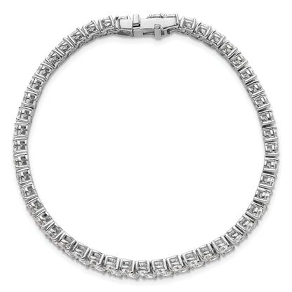 14K White Gold 10 1/2 Carat Lab Grown Diamond Vs+ F+ Complete Round Double Row Tennis Bracelet
