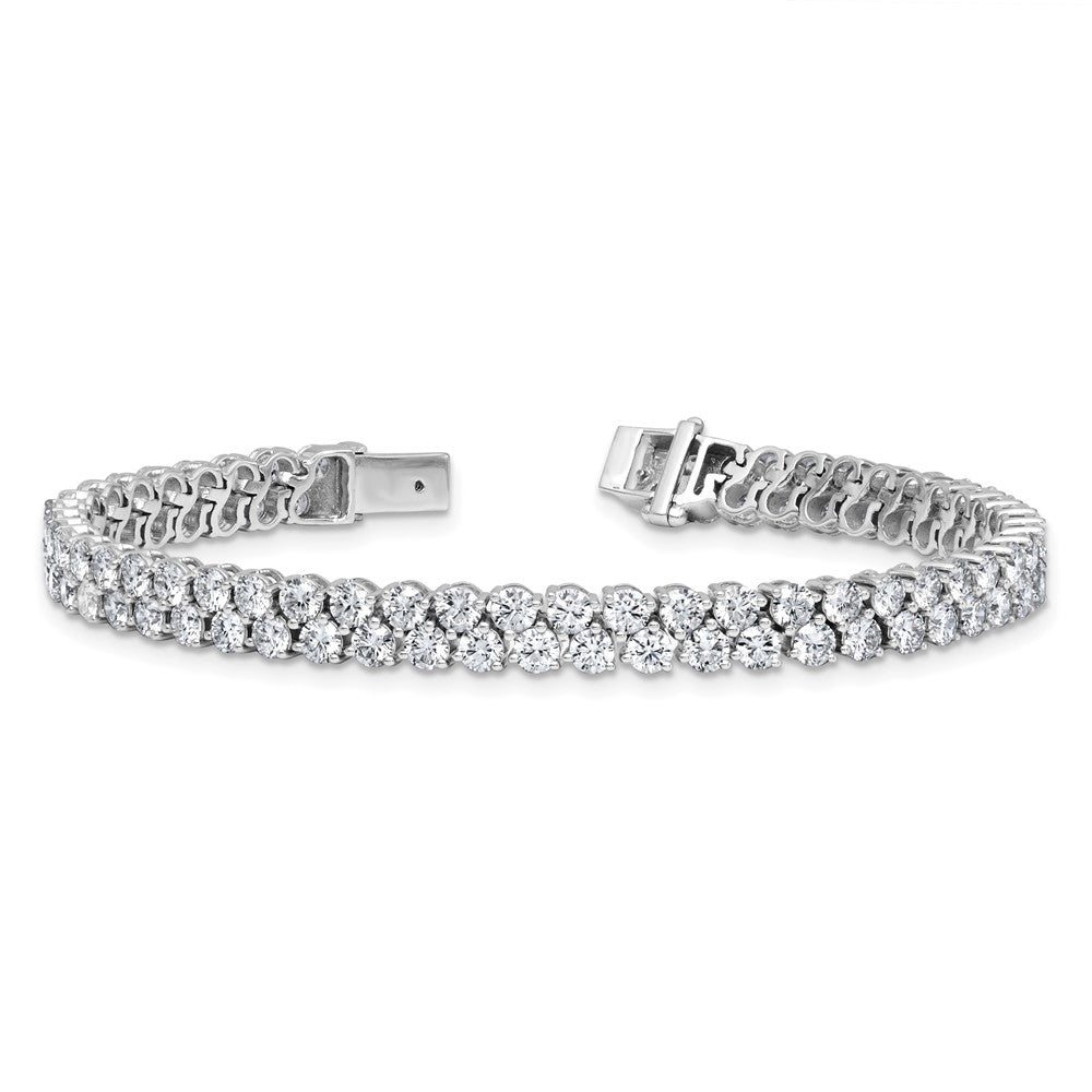 14K White Gold 10 1/2 Carat Lab Grown Diamond Vs/Si+ G+ Complete Round Double Row Tennis Bracelet