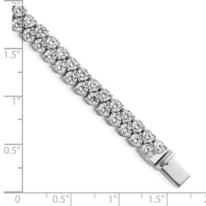 14K White Gold 10 1/2 Carat Lab Grown Diamond Vs/Si+ G+ Complete Round Double Row Tennis Bracelet