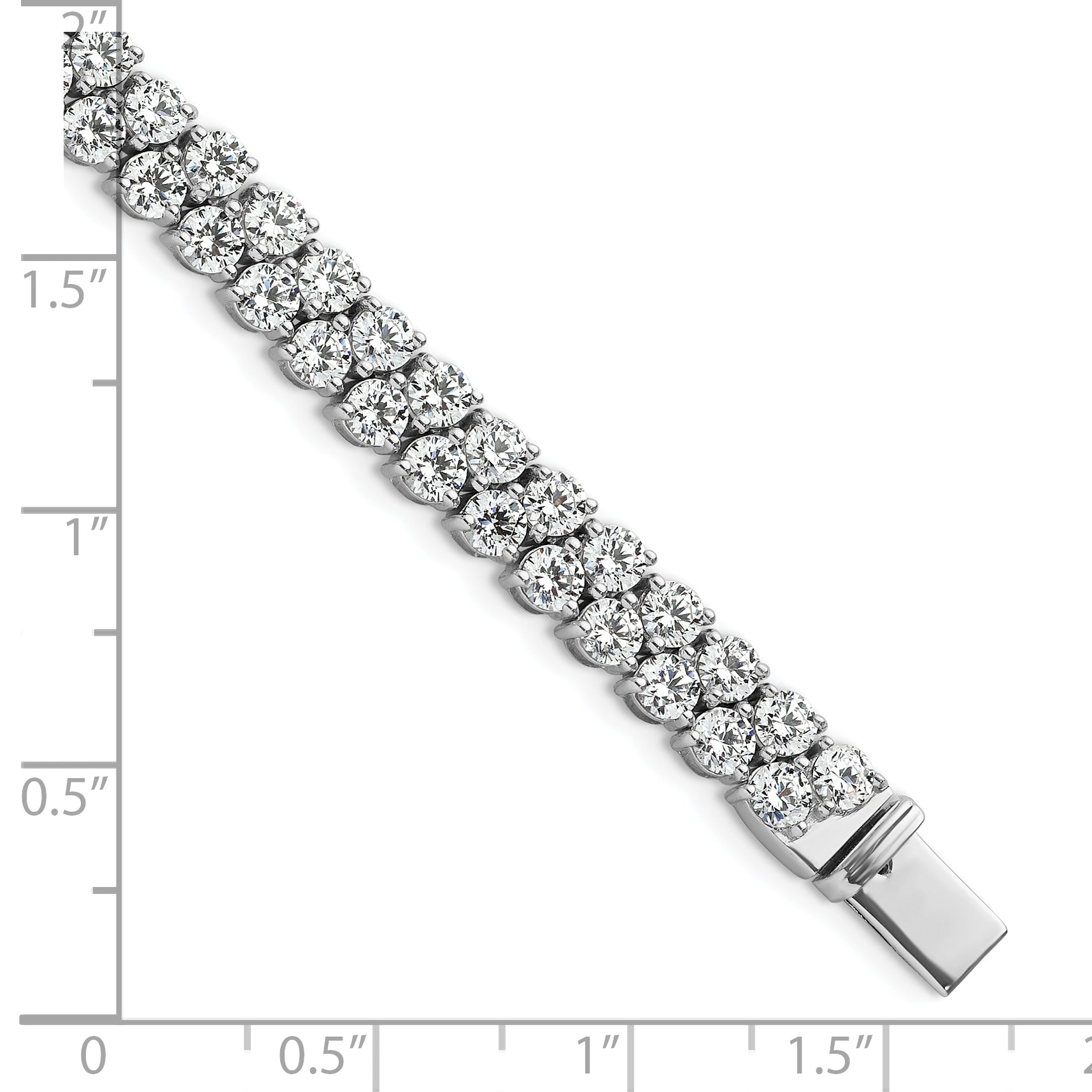14K White Gold 10 1/2 Carat Lab Grown Diamond Vs+ F+ Complete Round Double Row Tennis Bracelet