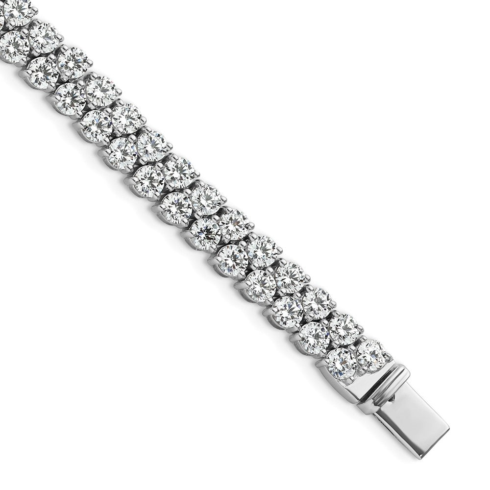 14K White Gold 10 1/2 Carat Lab Grown Diamond Vs/Si+ G+ Complete Round Double Row Tennis Bracelet
