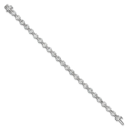 14K White Gold 11 Carat Lab Grown Diamond Vs+ F+ Complete Oval And Round Tennis Bracelet