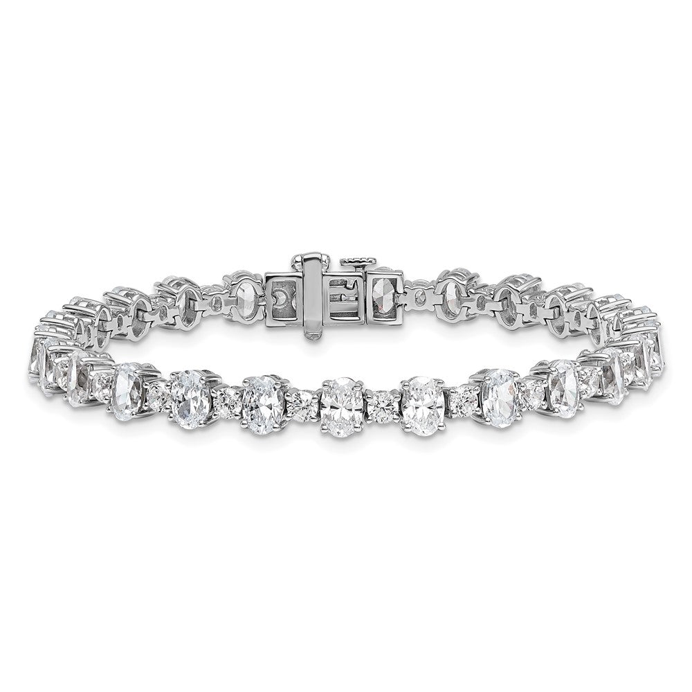 14K White Gold Certified Lab Grown Dia Vs/Si+ G+ Round Oval Tennis Bracelet