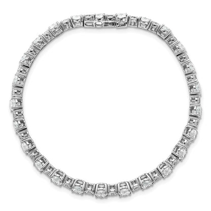 14K White Gold 11 Carat Lab Grown Diamond Vs/Si+ G+ Complete Oval And Round Tennis Bracelet