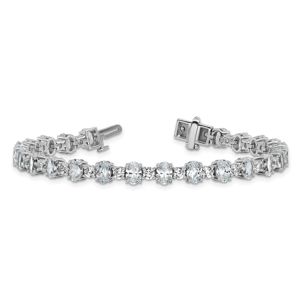 14K White Gold Certified Lab Grown Dia Vs/Si+ G+ Round Oval Tennis Bracelet