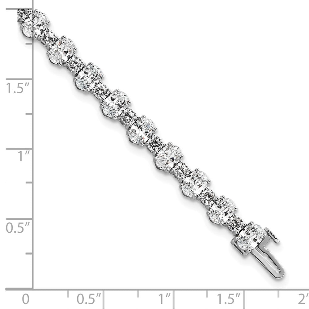 14K White Gold 11 Carat Lab Grown Diamond Vs+ F+ Complete Oval And Round Tennis Bracelet