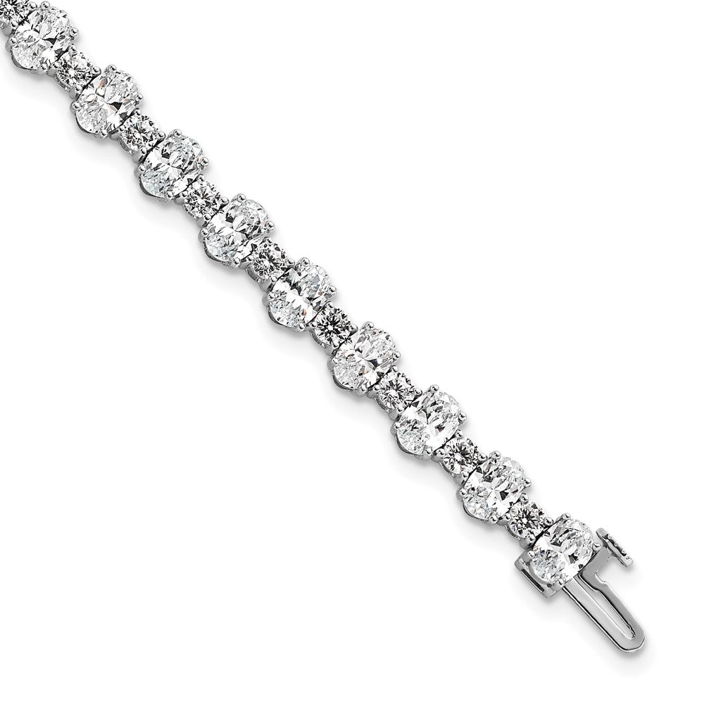 14K White Gold 11 Carat Lab Grown Diamond Vs+ F+ Complete Oval And Round Tennis Bracelet