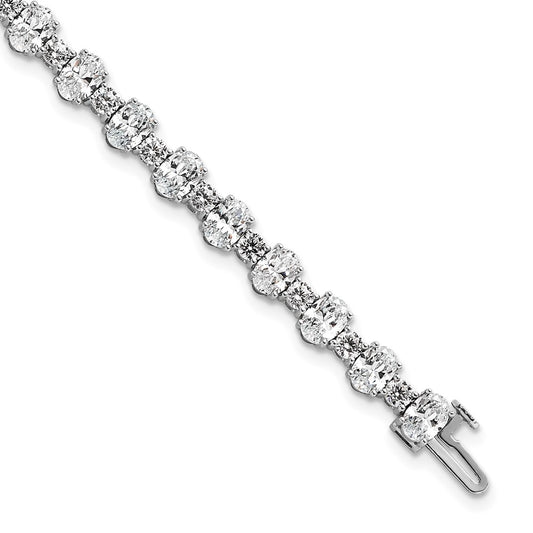 14K White Gold Certified Lab Grown Dia Vs/Si+ G+ Round Oval Tennis Bracelet
