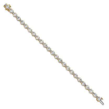 14K Yellow Gold 11 Carat Lab Grown Diamond Vs+ F+ Complete Oval And Round Tennis Bracelet