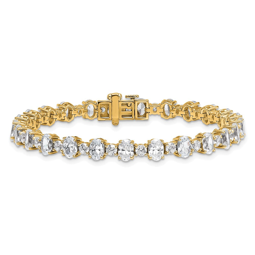 14K Yellow Gold 14Ky Certified Lab Grown Dia Vs Def Round Oval Tennis Bracelet