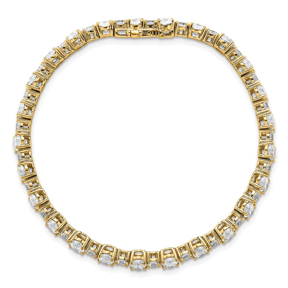 14K Yellow Gold 11 Carat Lab Grown Diamond Vs+ F+ Complete Oval And Round Tennis Bracelet