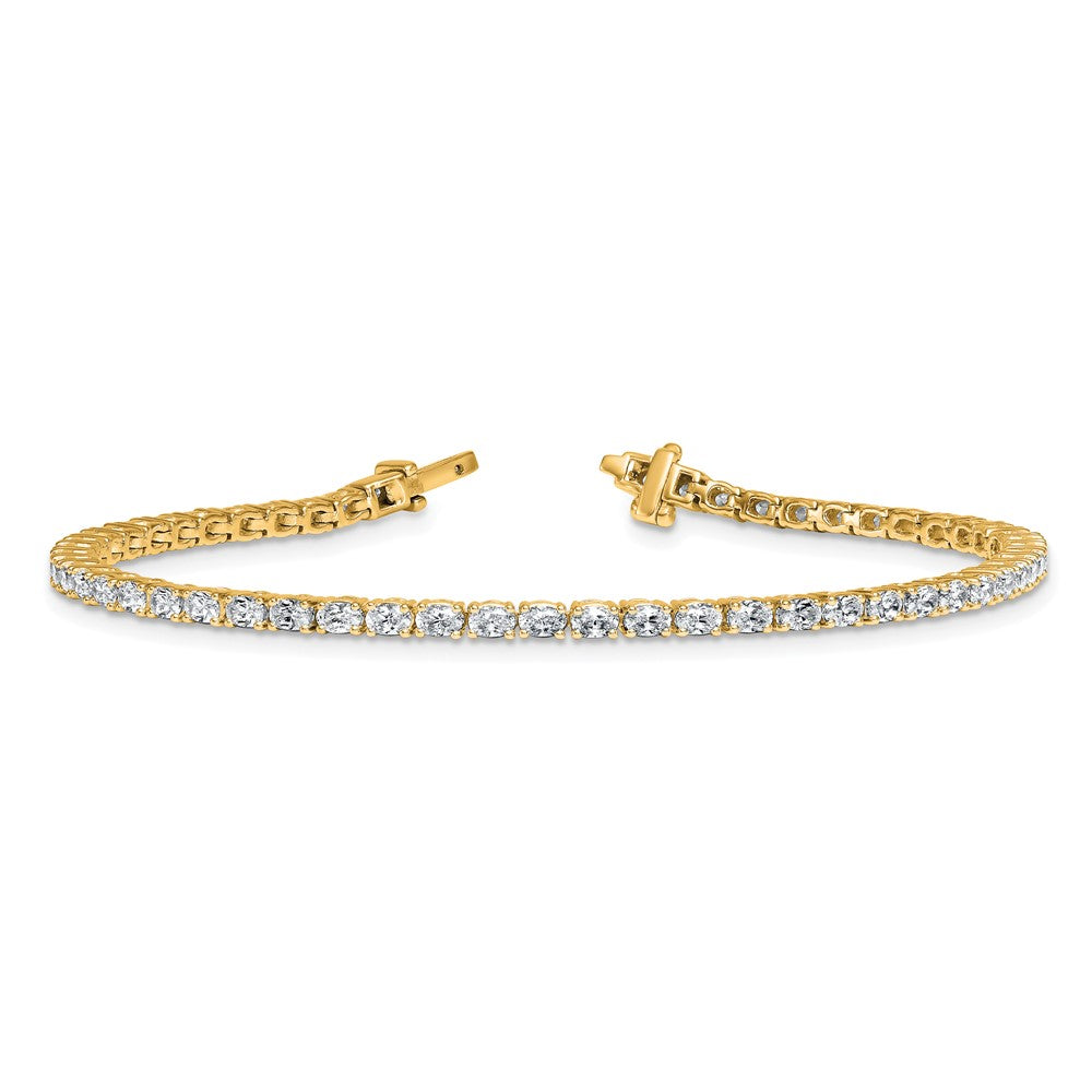 14K Yellow Gold Certified Vs/Si Fgh Lab Grown Oval Diamond Tennis Bracelet