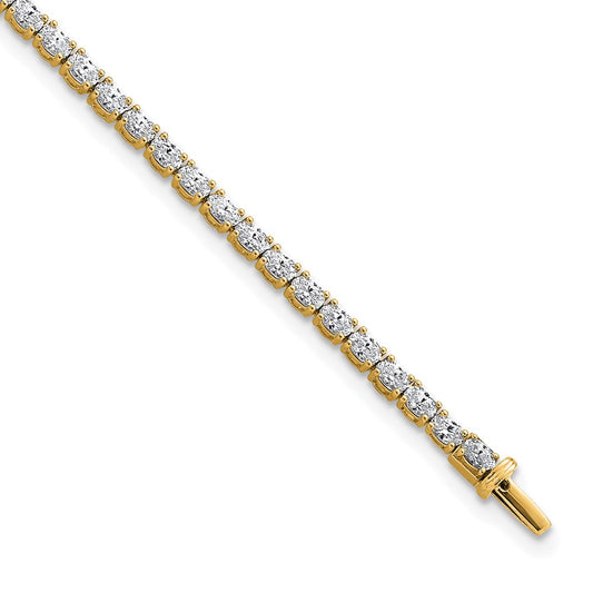 14K Yellow Gold Vs/Si+ G+ Lab Grown Oval Diamond Tennis Bracelet