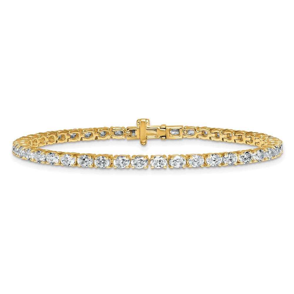 14K Yellow Gold 5 Carat Lab Grown Diamond Vs+ F+ Complete Oval Tennis Bracelet