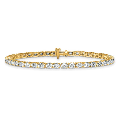 14K Yellow Gold 5 Carat Lab Grown Diamond Vs+ F+ Complete Oval Tennis Bracelet