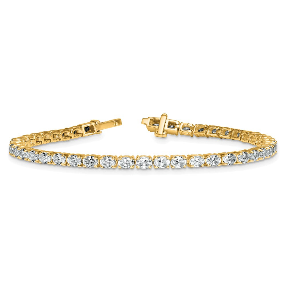 14K Yellow Gold 5 Carat Lab Grown Diamond Vs/Si+ G+ Complete Oval Tennis Bracelet
