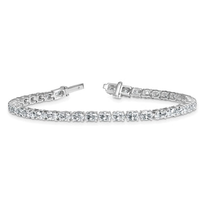 14K White Gold Certified Vs Def Lab Grown Oval Diamond Tennis Bracelet