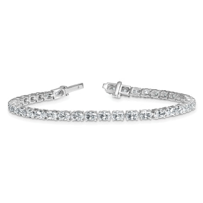 14K White Gold 7 Carat Lab Grown Diamond Vs+ F+ Complete Oval Tennis Bracelet