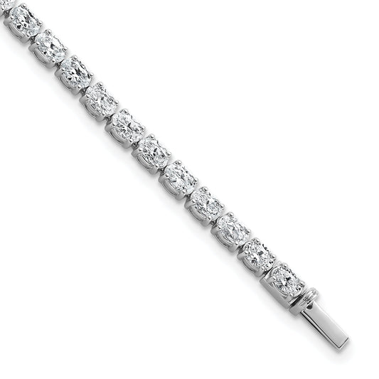 14K White Gold 7 Carat Lab Grown Diamond Vs+ F+ Complete Oval Tennis Bracelet
