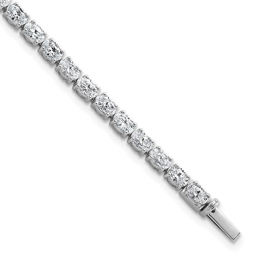 14K White Gold 7 Carat Lab Grown Diamond Vs/Si+ G+ Complete Oval Tennis Bracelet