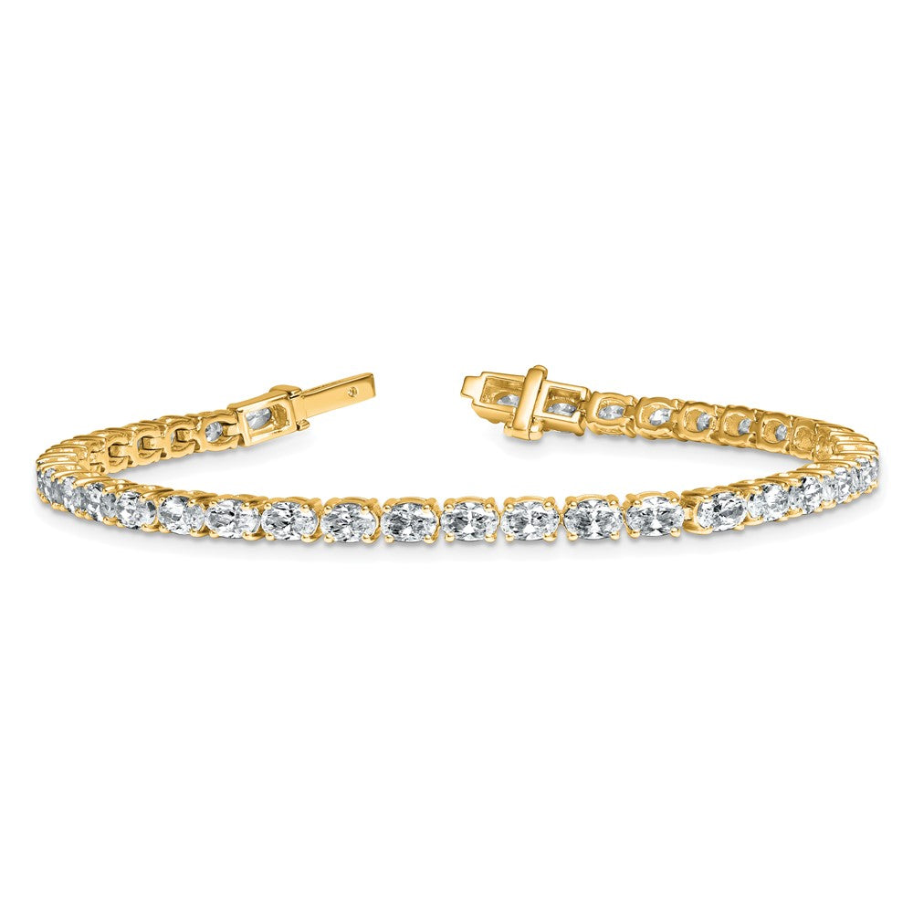 14K Yellow Gold 7 Carat Lab Grown Diamond Vs/Si+ G+ Complete Oval Tennis Bracelet