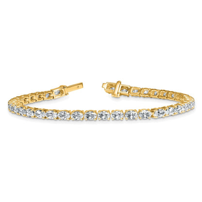 14K Yellow Gold 7 Carat Lab Grown Diamond Vs/Si+ G+ Complete Oval Tennis Bracelet