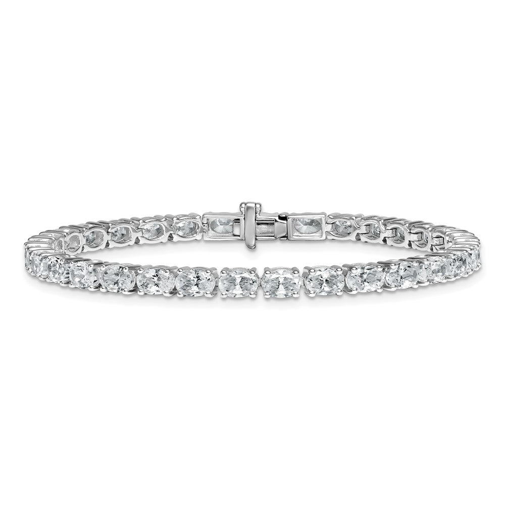 14K White Gold 9 7/8 Carat Lab Grown Diamond Vs+ F+ Complete Oval Tennis Bracelet