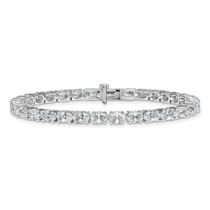 14K White Gold 9 7/8 Carat Lab Grown Diamond Vs+ F+ Complete Oval Tennis Bracelet